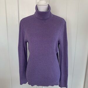 Talbots Women's Purple Ribbed Turtleneck Sweater Size M